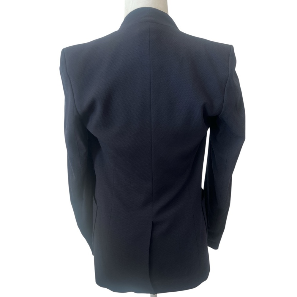 Theory Navy Textured Open Front Blazer Jacket Size 0 Pockets New Without Tag - Picture 4 of 12